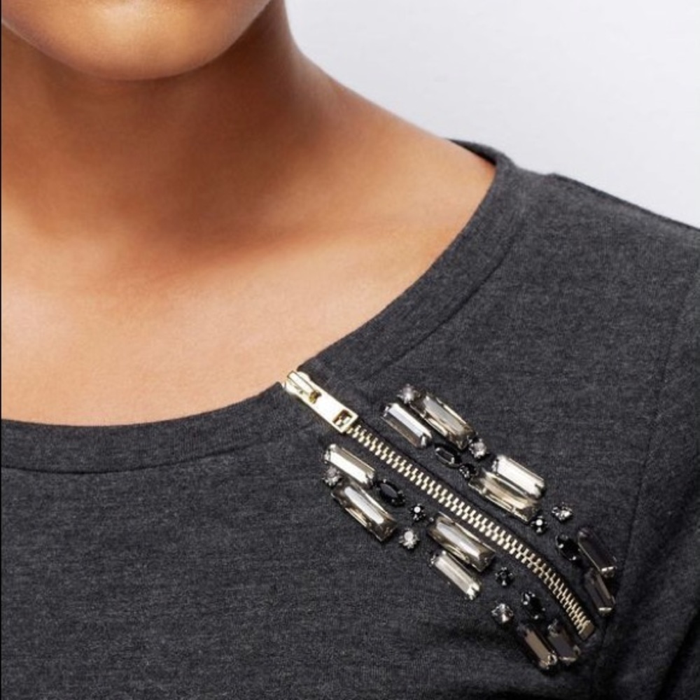 Ann Taylor Lightweight Sweatshirt Jeweled Medium
